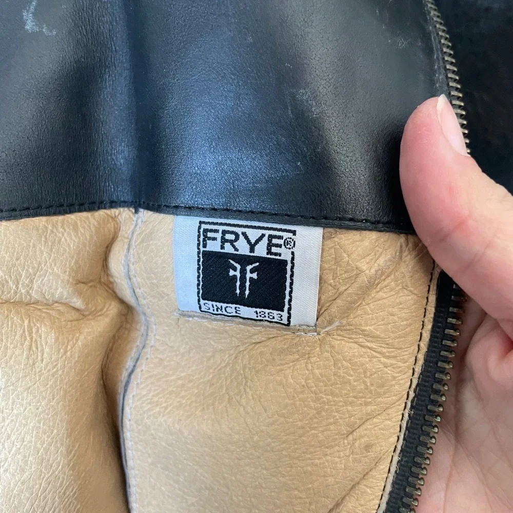 Frye Jamie Ring Tall Distressed Black Leather Riding Boots Size Women's 9